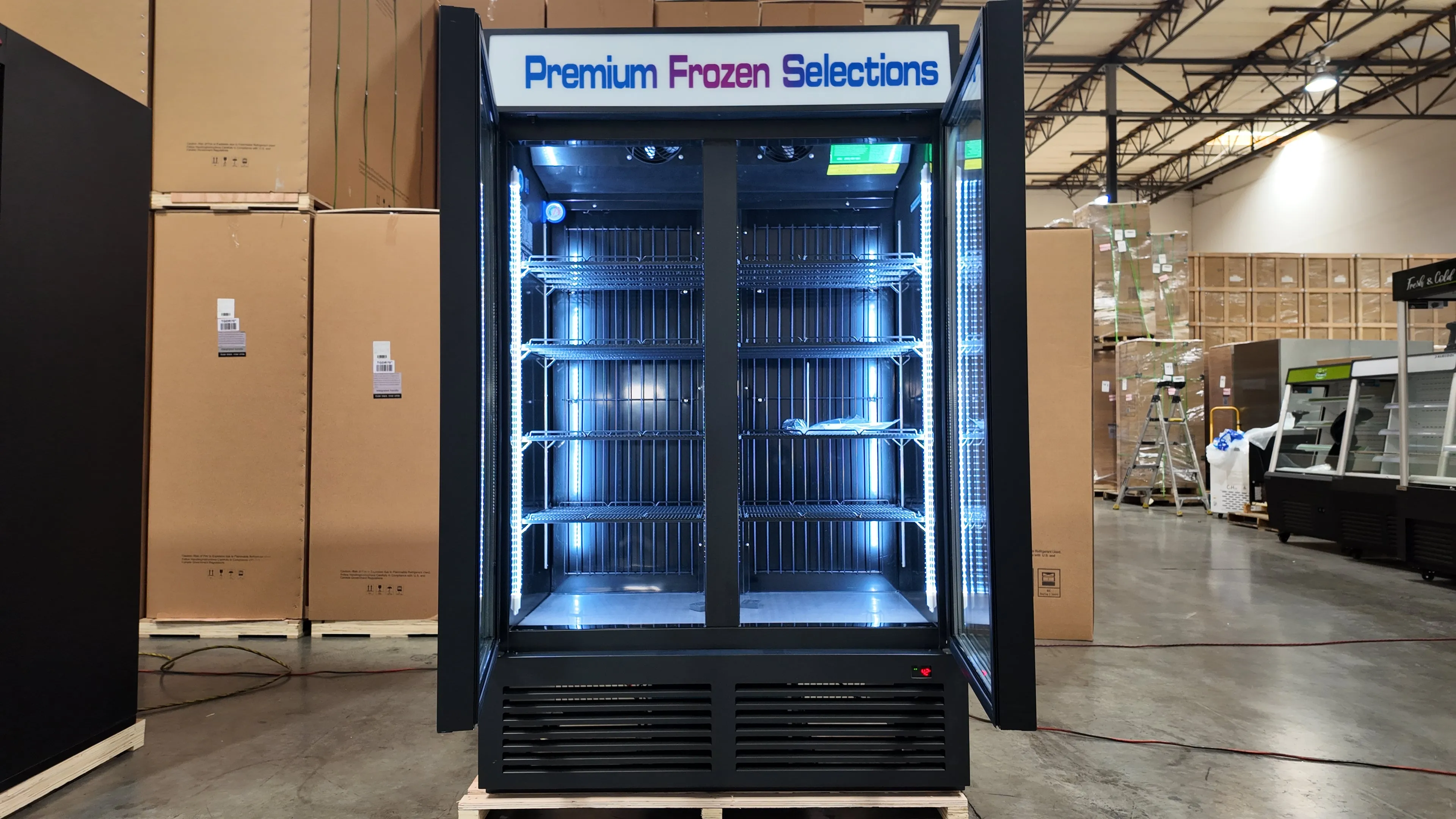 48'' Wide TWO SECTION GLASS DOOR FREEZER