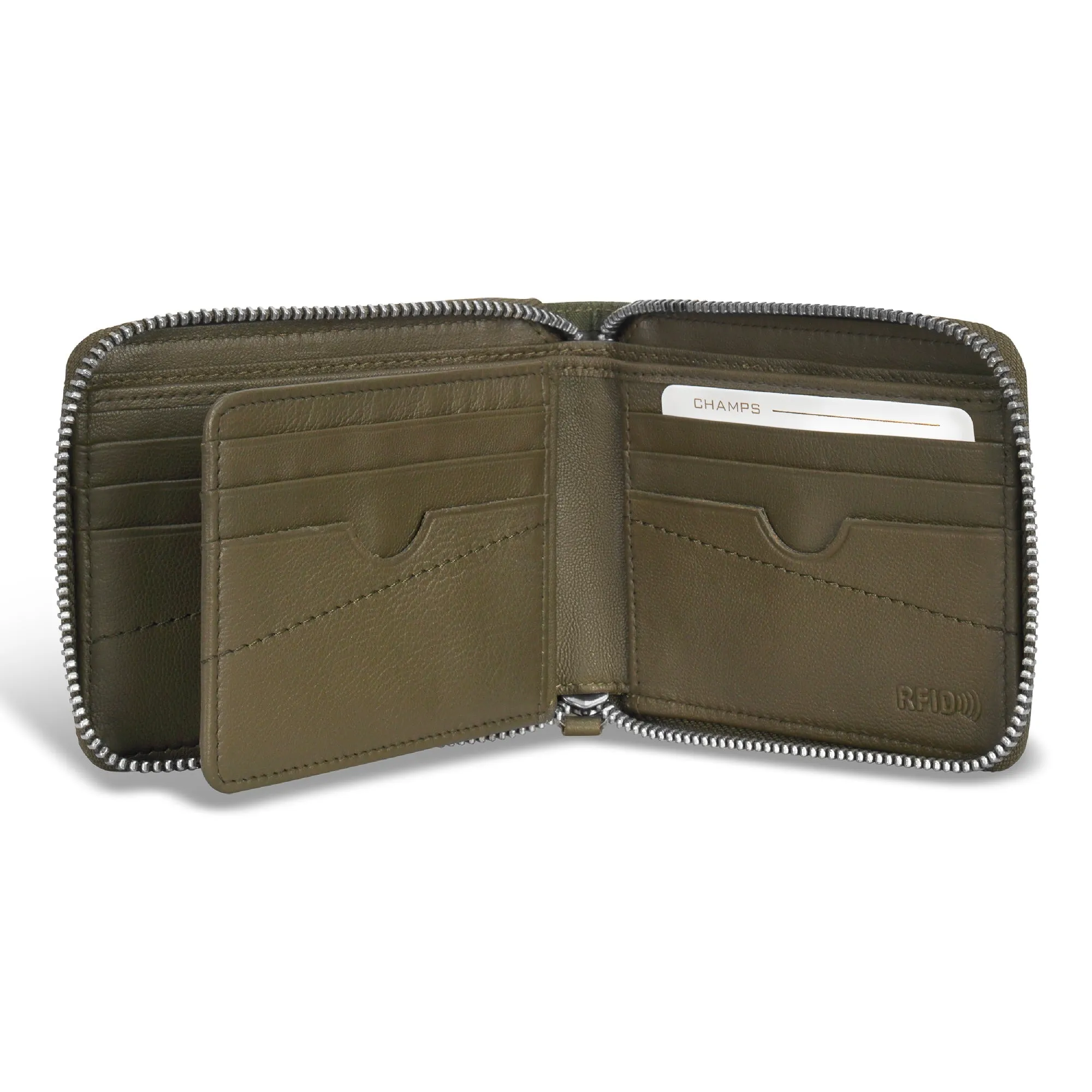Camo / Leather Zip Around Wallet *Drop Ship*