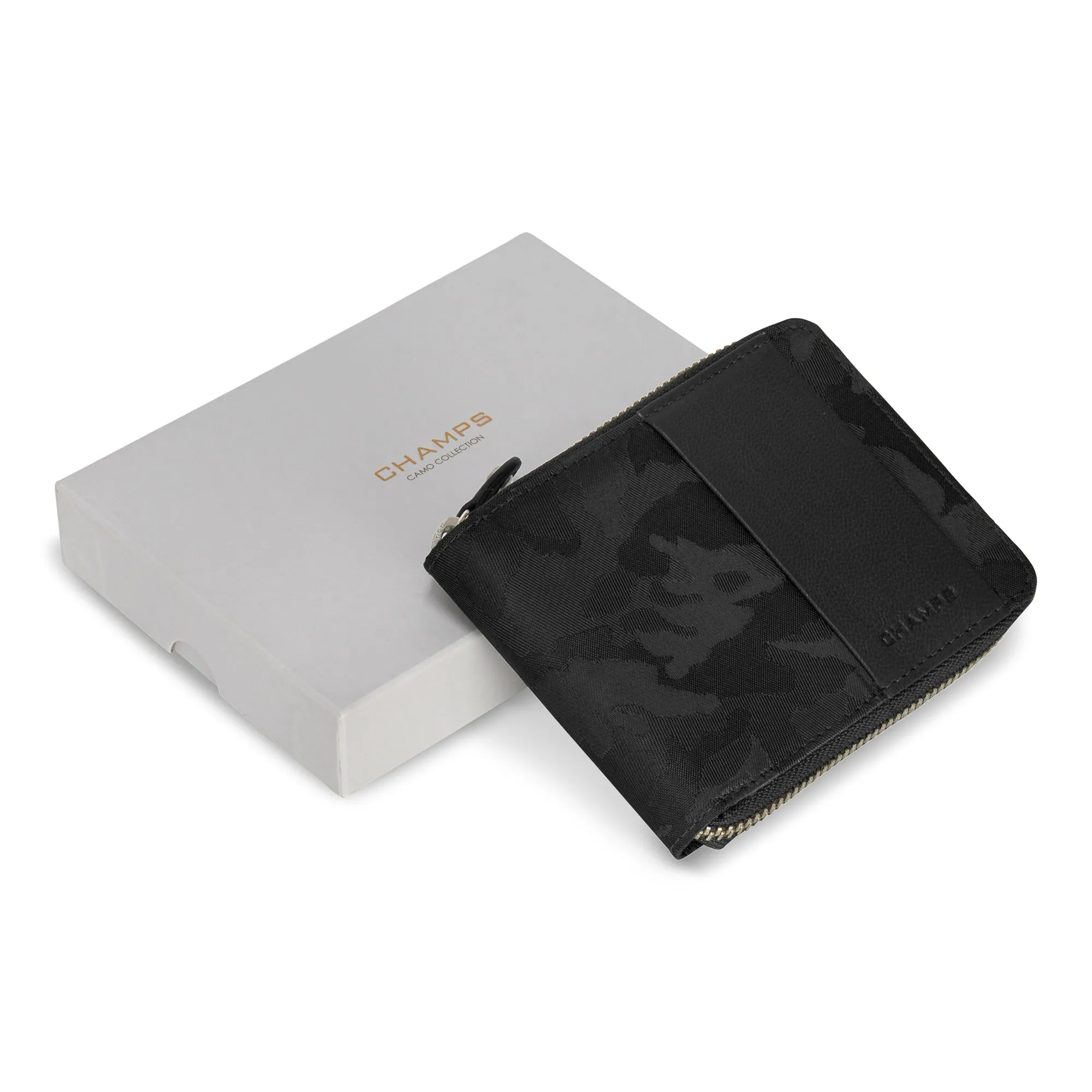 Camo / Leather Zip Around Wallet *Drop Ship*