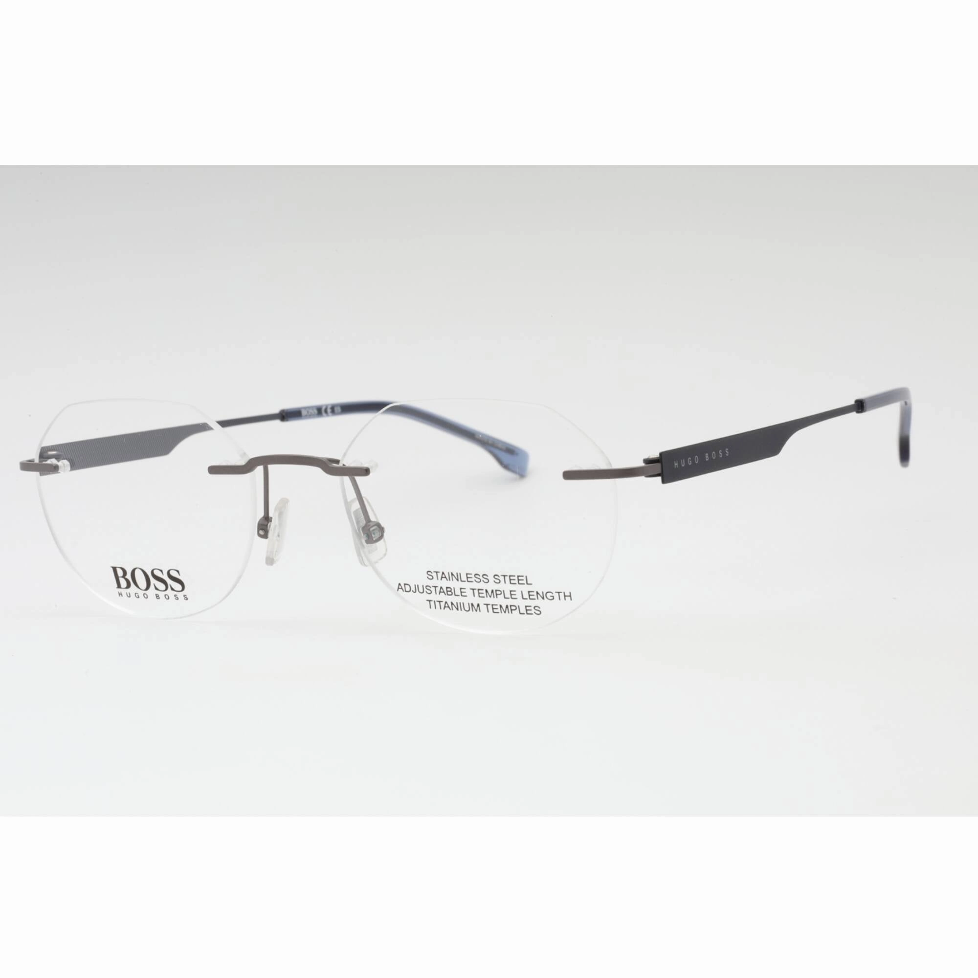 Hugo Boss Men's Eyeglasses - Matte Ruthenium Blue Geometric | BOSS 1265/D 09T9 00