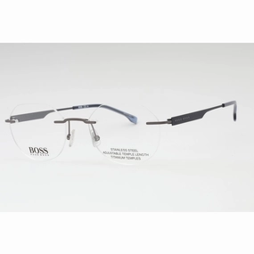 Hugo Boss Men's Eyeglasses - Matte Ruthenium Blue Geometric | BOSS 1265/D 09T9 00