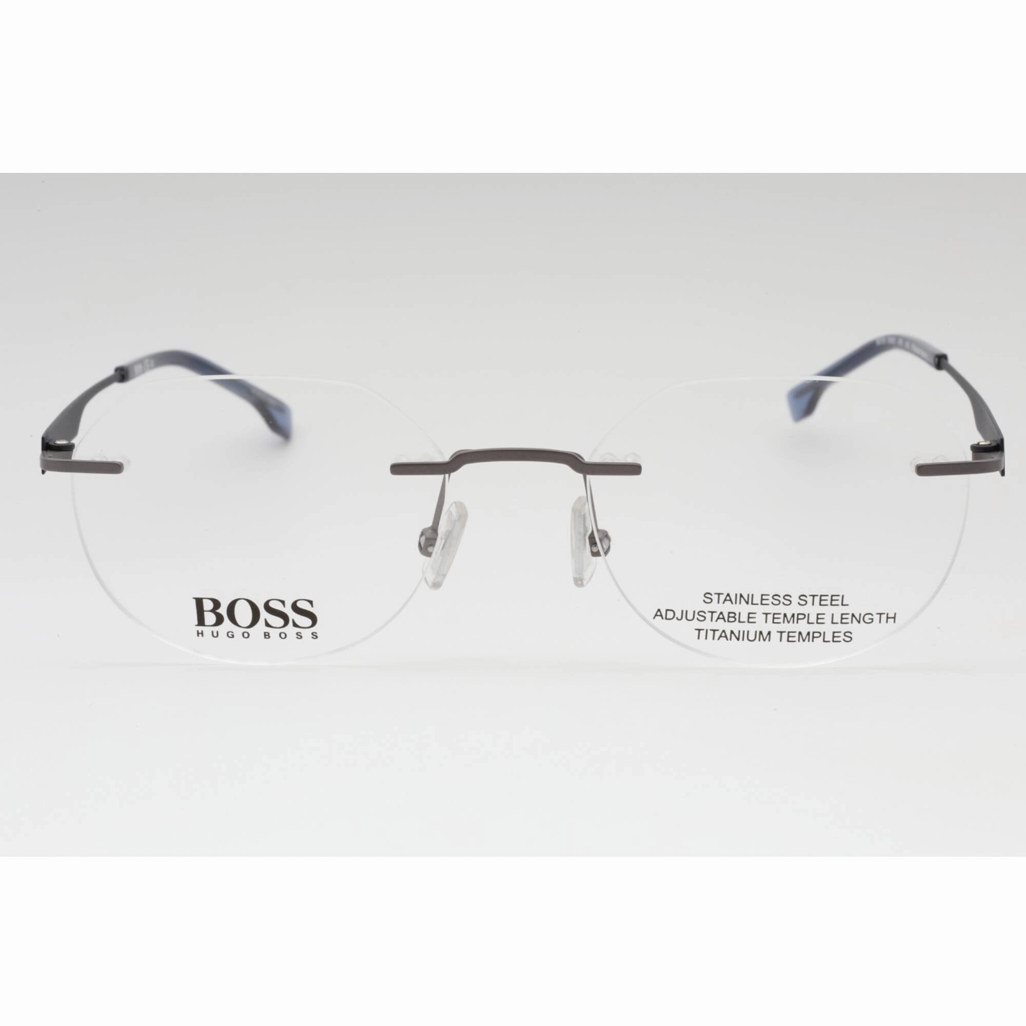 Hugo Boss Men's Eyeglasses - Matte Ruthenium Blue Geometric | BOSS 1265/D 09T9 00