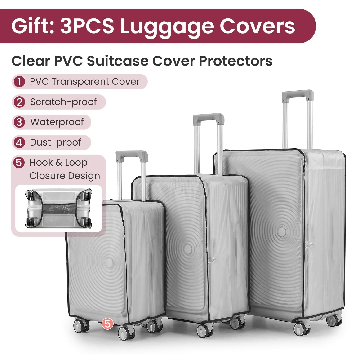Luggage Sets 3 Piece(20/24/28), Expandable Carry On Luggage with TSA Lock, Front Pocket and Spinner Wheels