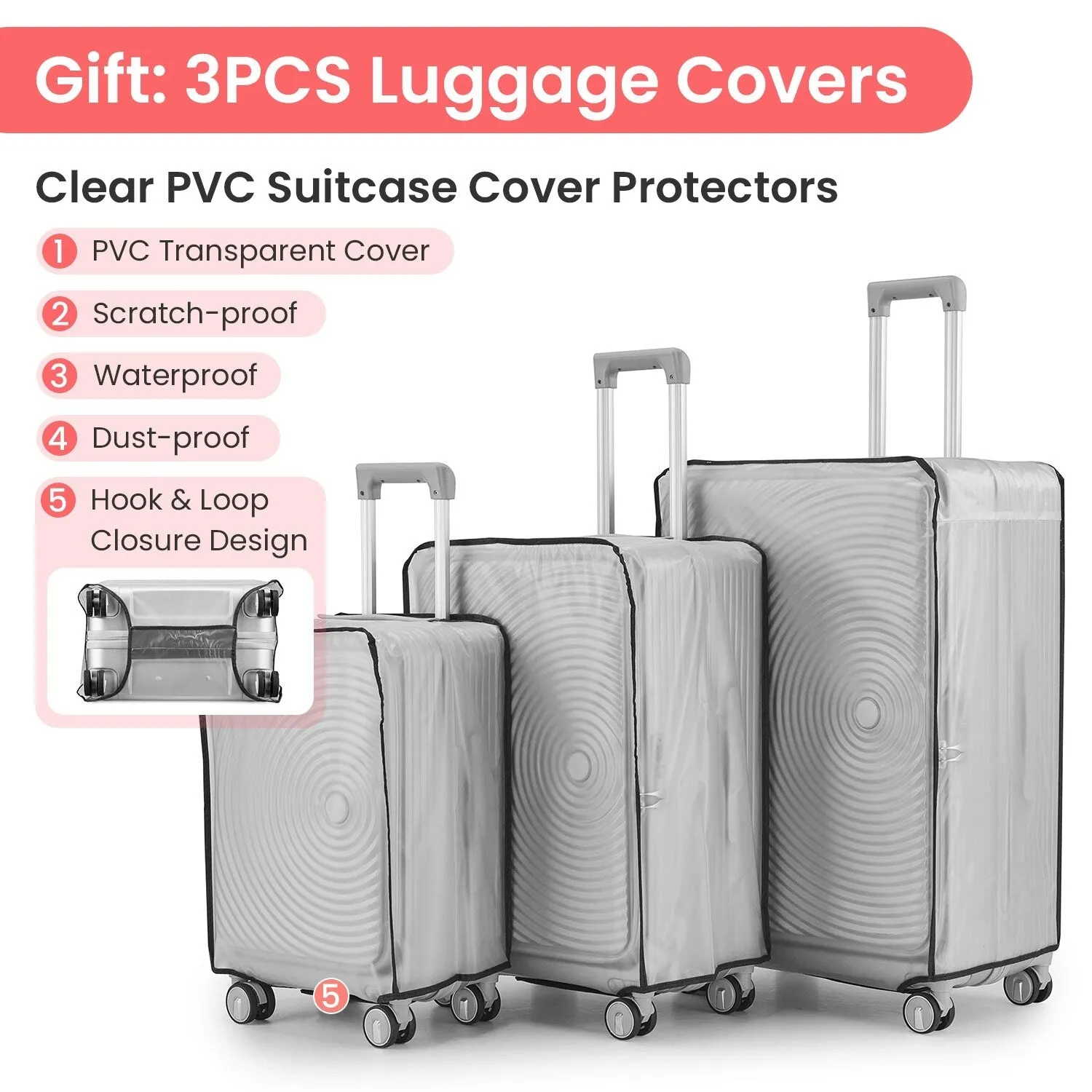 Luggage Sets 3 Piece(20/24/28), Expandable Carry On Luggage with TSA Lock, Front Pocket and Spinner Wheels