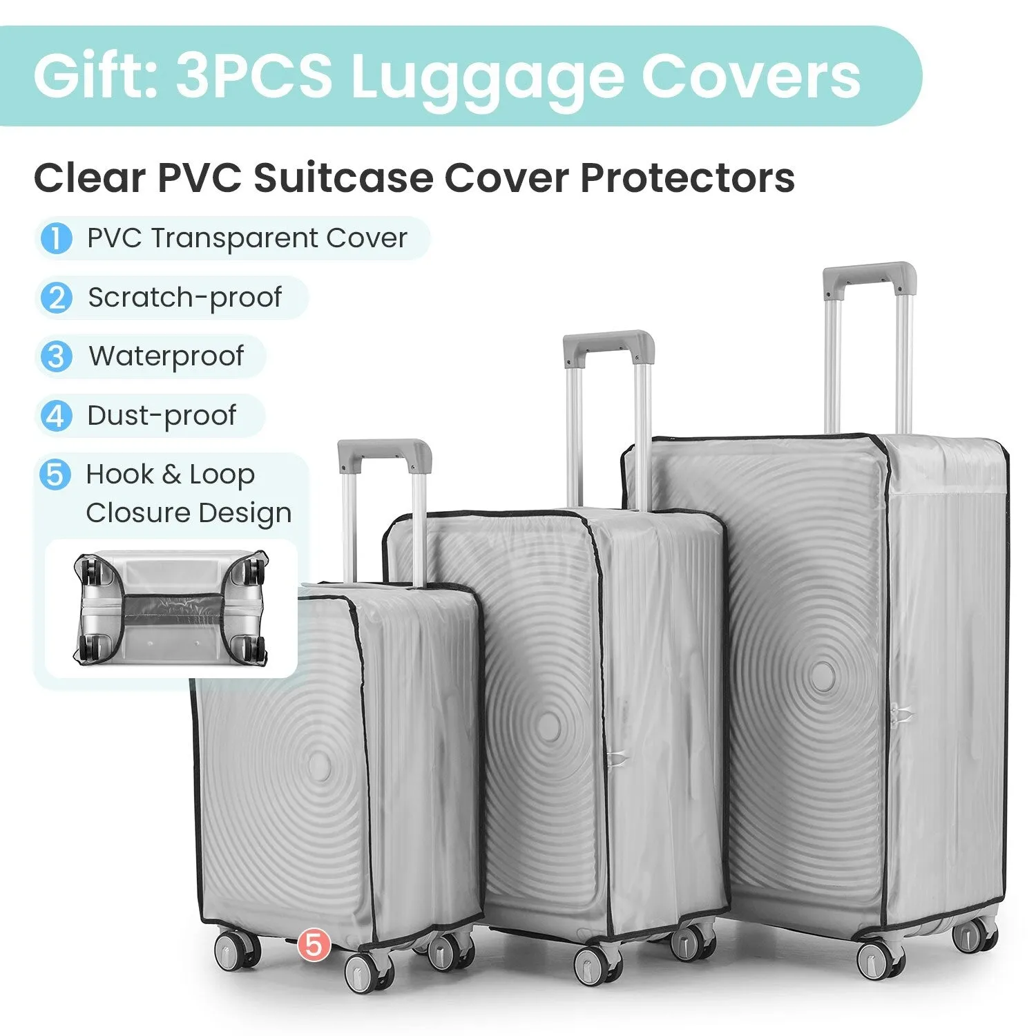 Luggage Sets 3 Piece(20/24/28), Expandable Carry On Luggage with TSA Lock, Front Pocket and Spinner Wheels