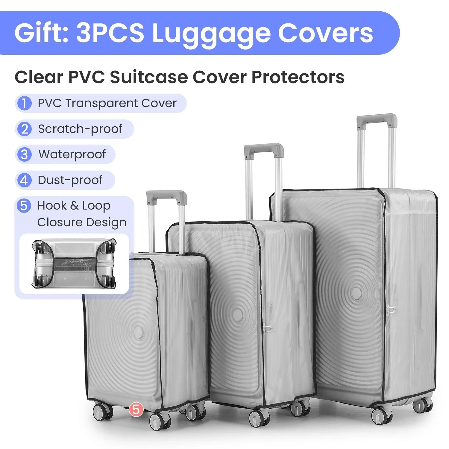 Luggage Sets 3 Piece(20/24/28), Expandable Carry On Luggage with TSA Lock, Front Pocket and Spinner Wheels