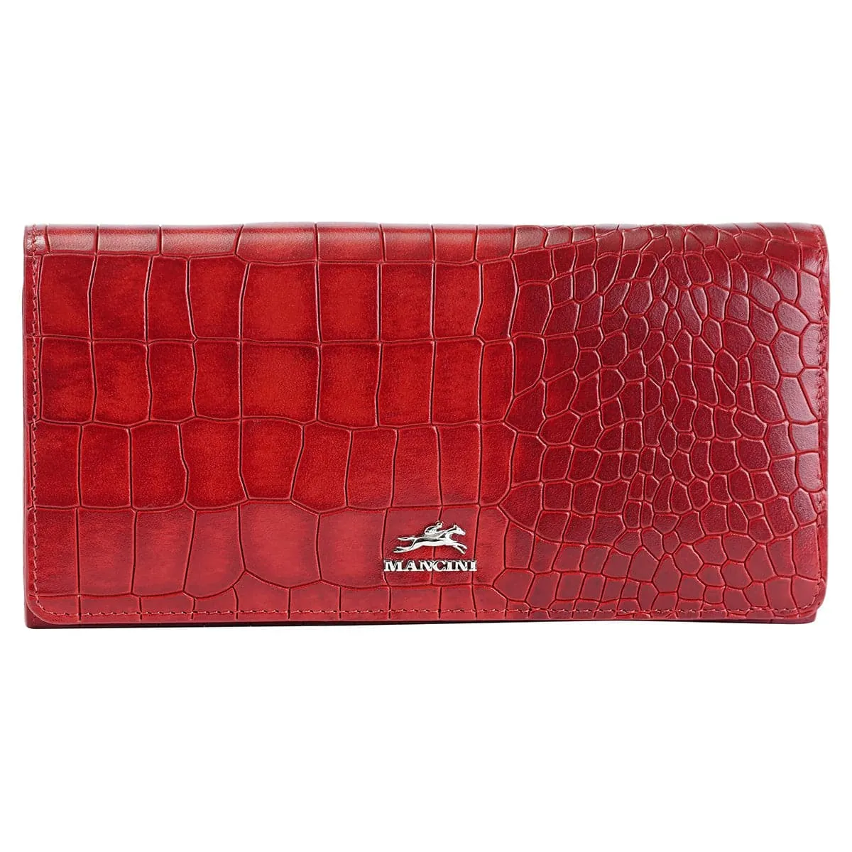 Mancini Croco2 Women's Trifold Wallet with Enhanced RFID Security