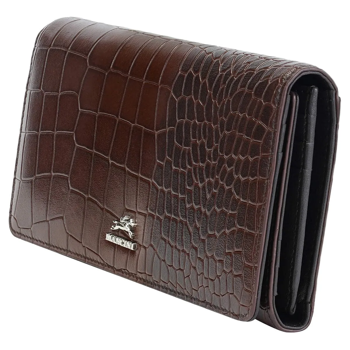 Mancini Croco2 Women's Trifold Wallet with Enhanced RFID Security