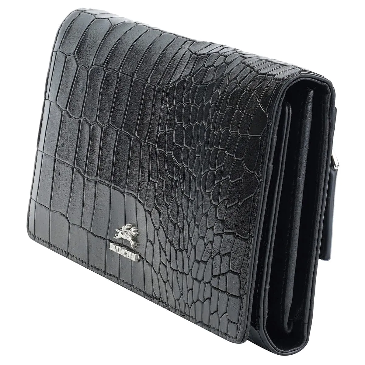 Mancini Croco2 Women's Trifold Wallet with Enhanced RFID Security