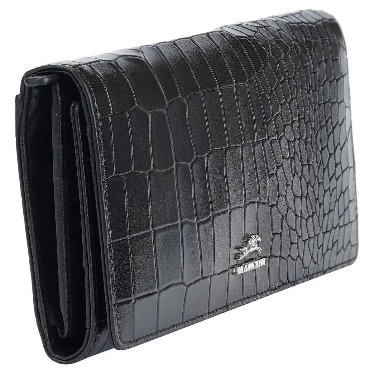Mancini Croco2 Women's Trifold Wallet with Enhanced RFID Security