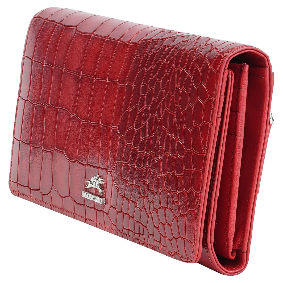 Mancini Croco2 Women's Trifold Wallet with Enhanced RFID Security