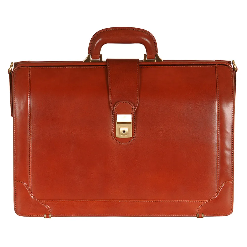 Mancini Leather Laptop Compatible Litigator Briefcase Brown