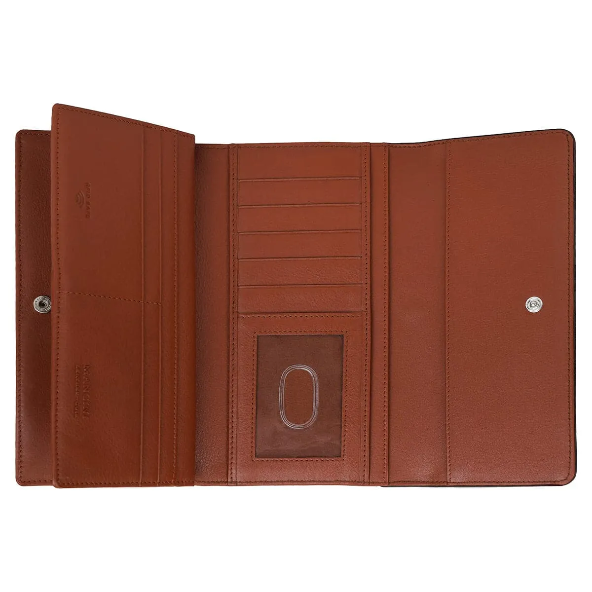 Mancini Sonoma Women's Leather Quad fold Wallet with Enhanced RFID Protection