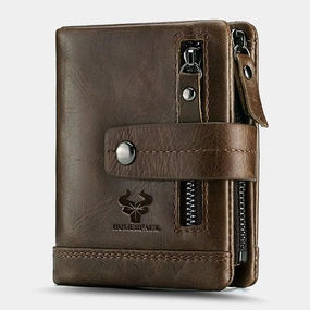 Men Genuine Leather Multifunctional Bifold Multi-card Slot Card Holder Coin Purse Money Clip Wallet