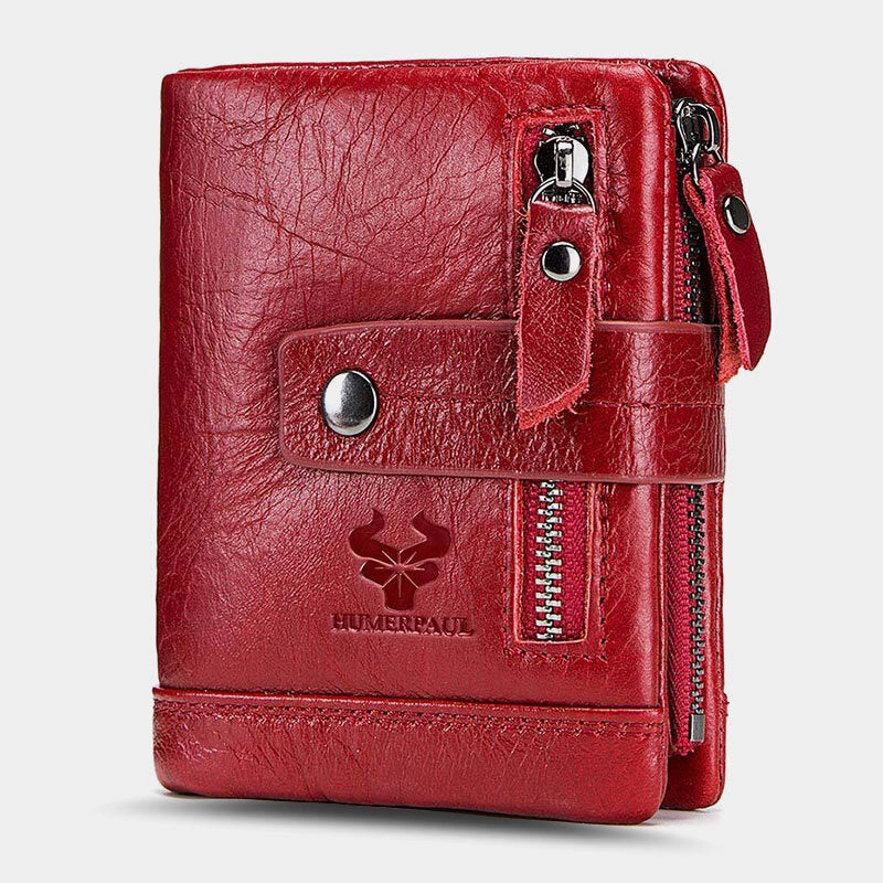 Men Genuine Leather Multifunctional Bifold Multi-card Slot Card Holder Coin Purse Money Clip Wallet