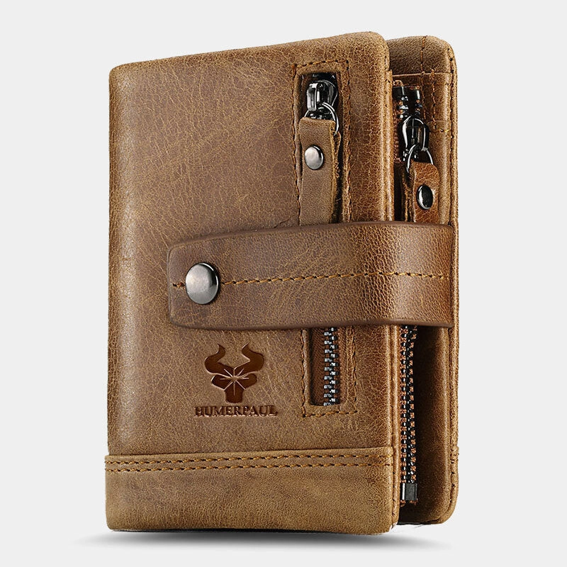 Men Genuine Leather Multifunctional Bifold Multi-card Slot Card Holder Coin Purse Money Clip Wallet