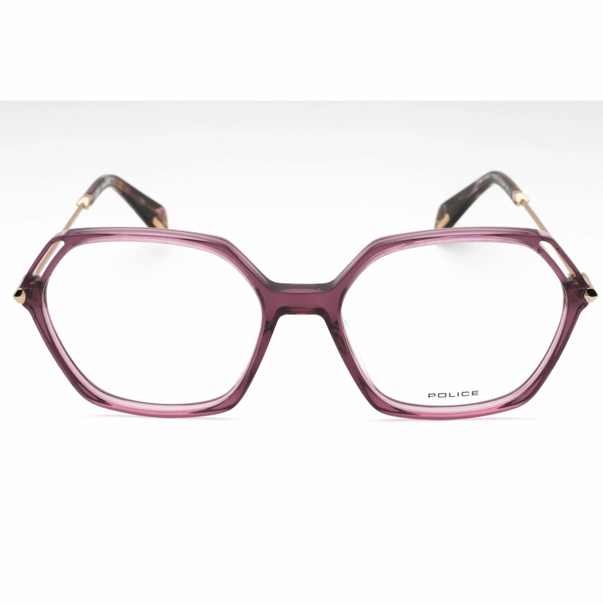 Police Women's Eyeglasses - Transparent Purple Plastic Geometric Frame | VPLD23 0B87