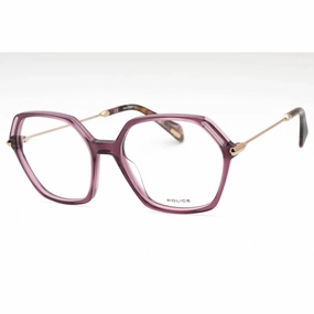 Police Women's Eyeglasses - Transparent Purple Plastic Geometric Frame | VPLD23 0B87