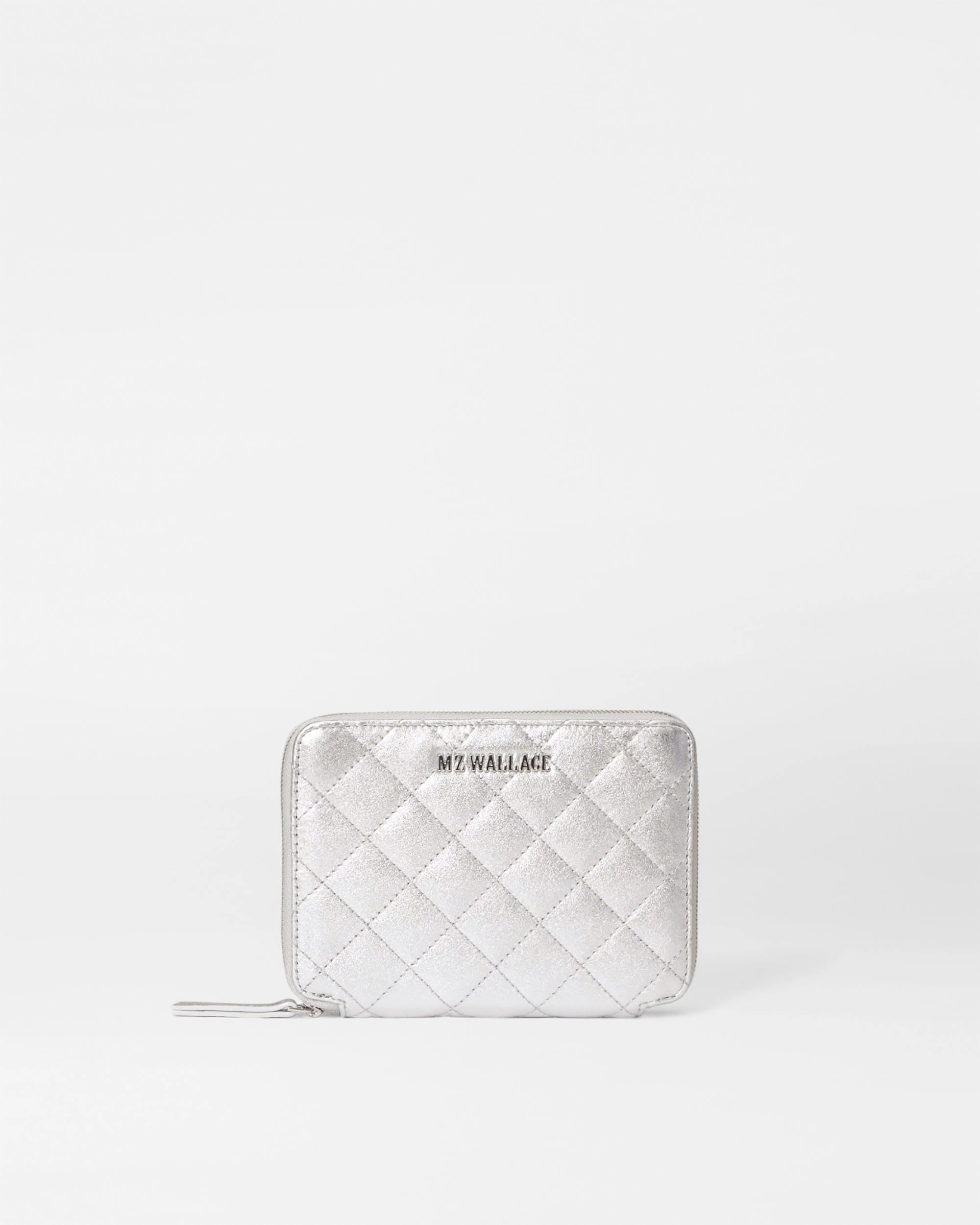 Silver Metallic Leather Passport Organizer