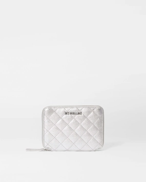 Silver Metallic Leather Passport Organizer
