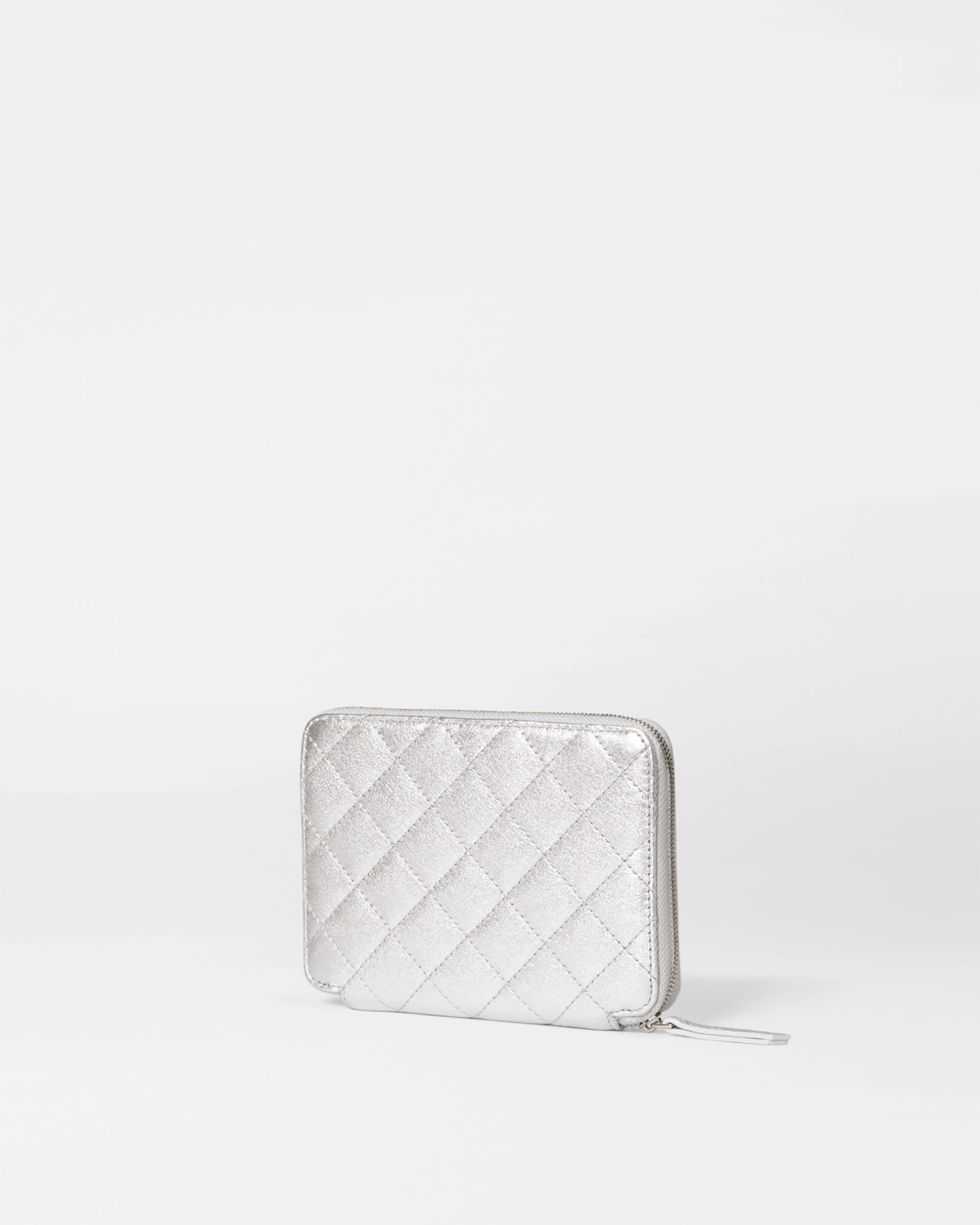 Silver Metallic Leather Passport Organizer
