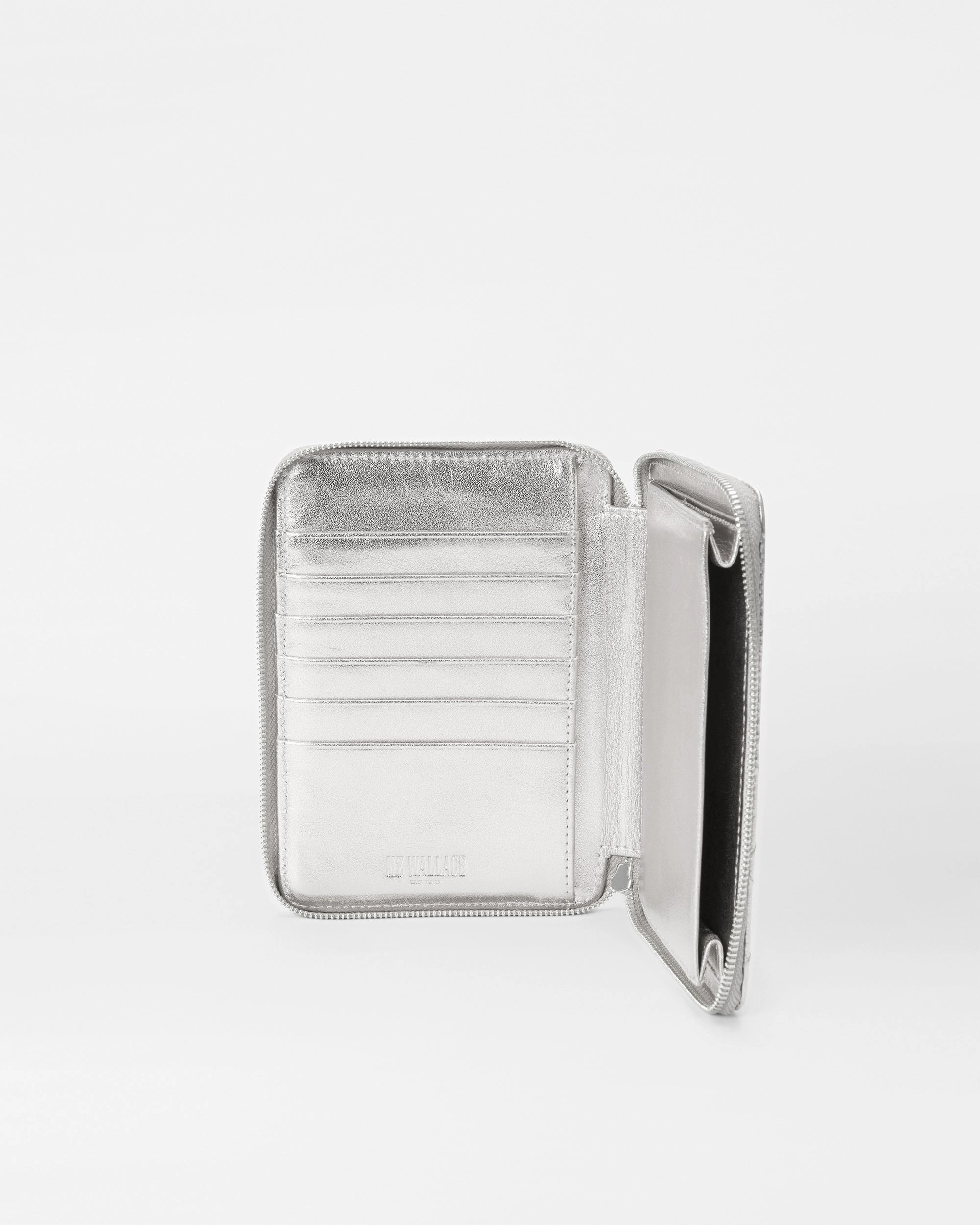 Silver Metallic Leather Passport Organizer