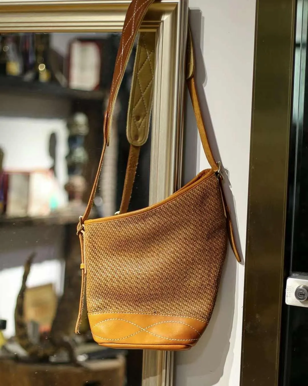 Soft and Delicate Feel Classic Plaid Crossbody Bucket Bag | Handcrafted Full Grain Leather Bag