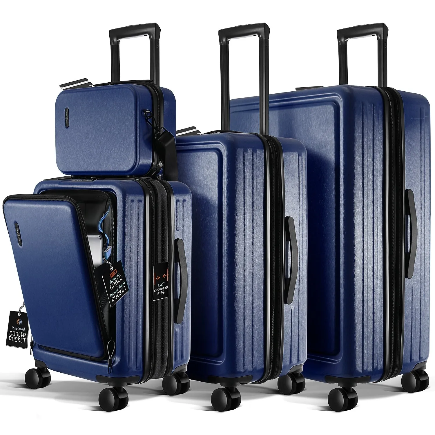 TravelArim 4 Piece Hard Shell Expandable Luggage Sets with Spinner Wheels and TSA Lock - 31 x 12.2 x 20