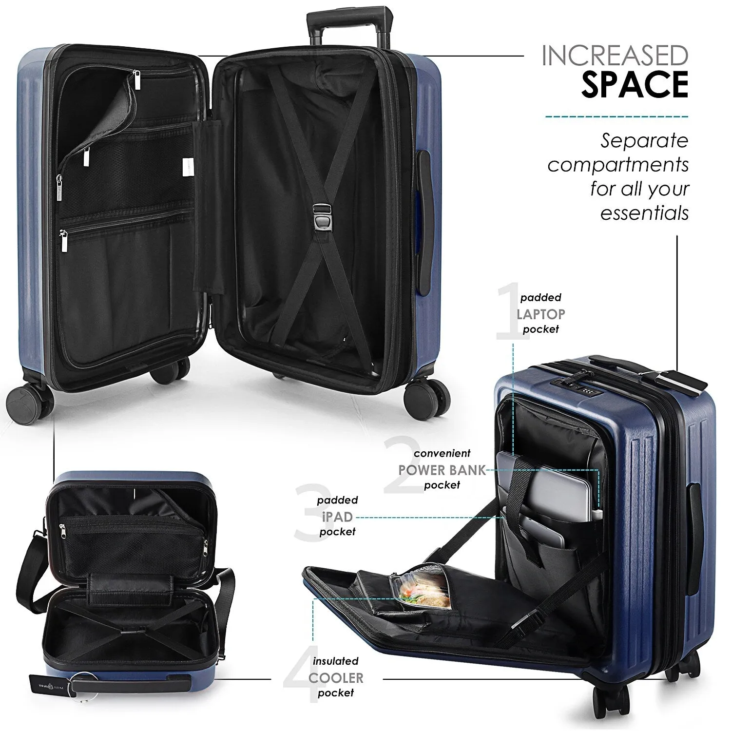TravelArim 4 Piece Hard Shell Expandable Luggage Sets with Spinner Wheels and TSA Lock - 31 x 12.2 x 20
