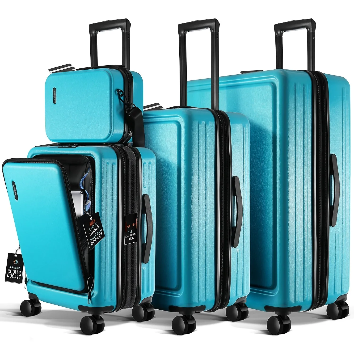 TravelArim 4 Piece Hard Shell Expandable Luggage Sets with Spinner Wheels and TSA Lock - 31 x 12.2 x 20
