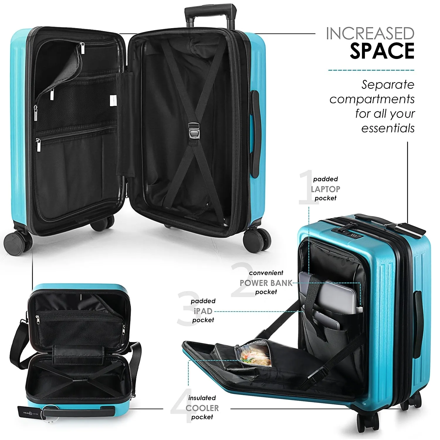 TravelArim 4 Piece Hard Shell Expandable Luggage Sets with Spinner Wheels and TSA Lock - 31 x 12.2 x 20