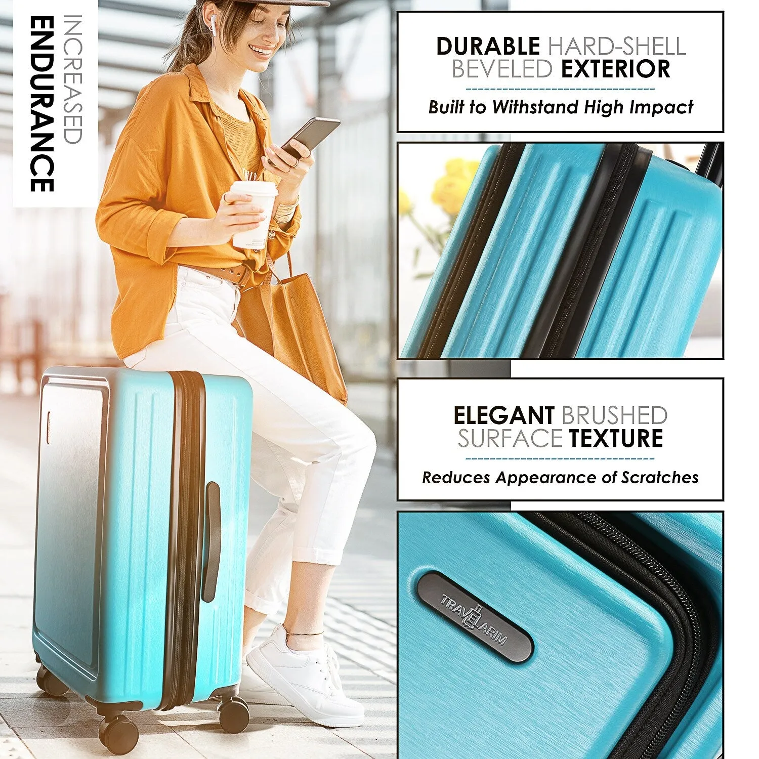 TravelArim 4 Piece Hard Shell Expandable Luggage Sets with Spinner Wheels and TSA Lock - 31 x 12.2 x 20