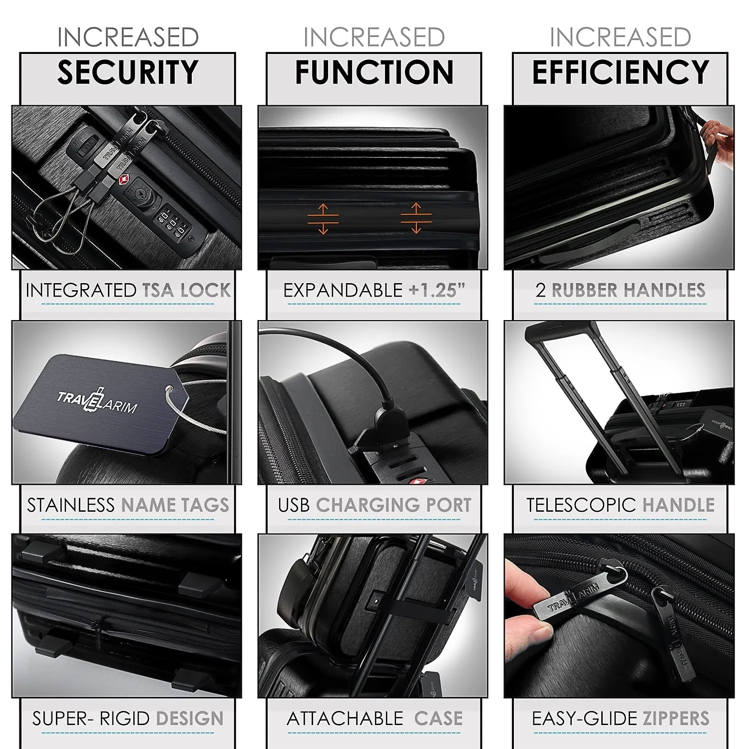 TravelArim 4 Piece Hard Shell Expandable Luggage Sets with Spinner Wheels and TSA Lock - 31 x 12.2 x 20