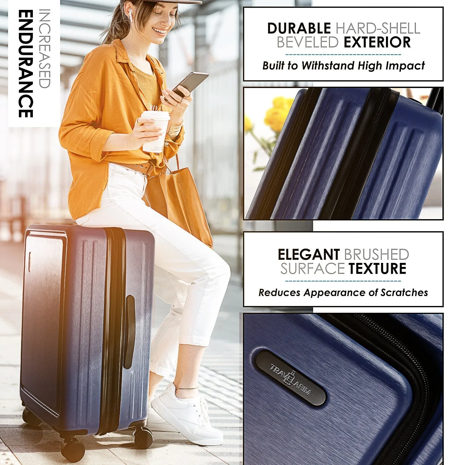 TravelArim 4 Piece Hard Shell Expandable Luggage Sets with Spinner Wheels and TSA Lock - 31 x 12.2 x 20