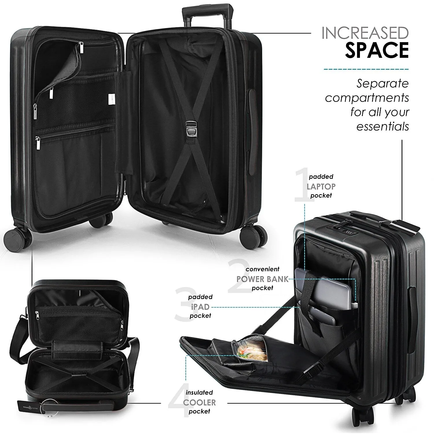 TravelArim 4 Piece Hard Shell Expandable Luggage Sets with Spinner Wheels and TSA Lock - 31 x 12.2 x 20