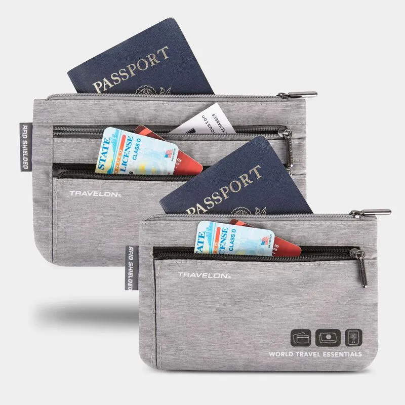 Travelon World Travel Essentials Set of 2 RFID Currency & Passport Organizers
