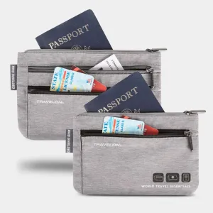 Travelon World Travel Essentials Set of 2 RFID Currency & Passport Organizers