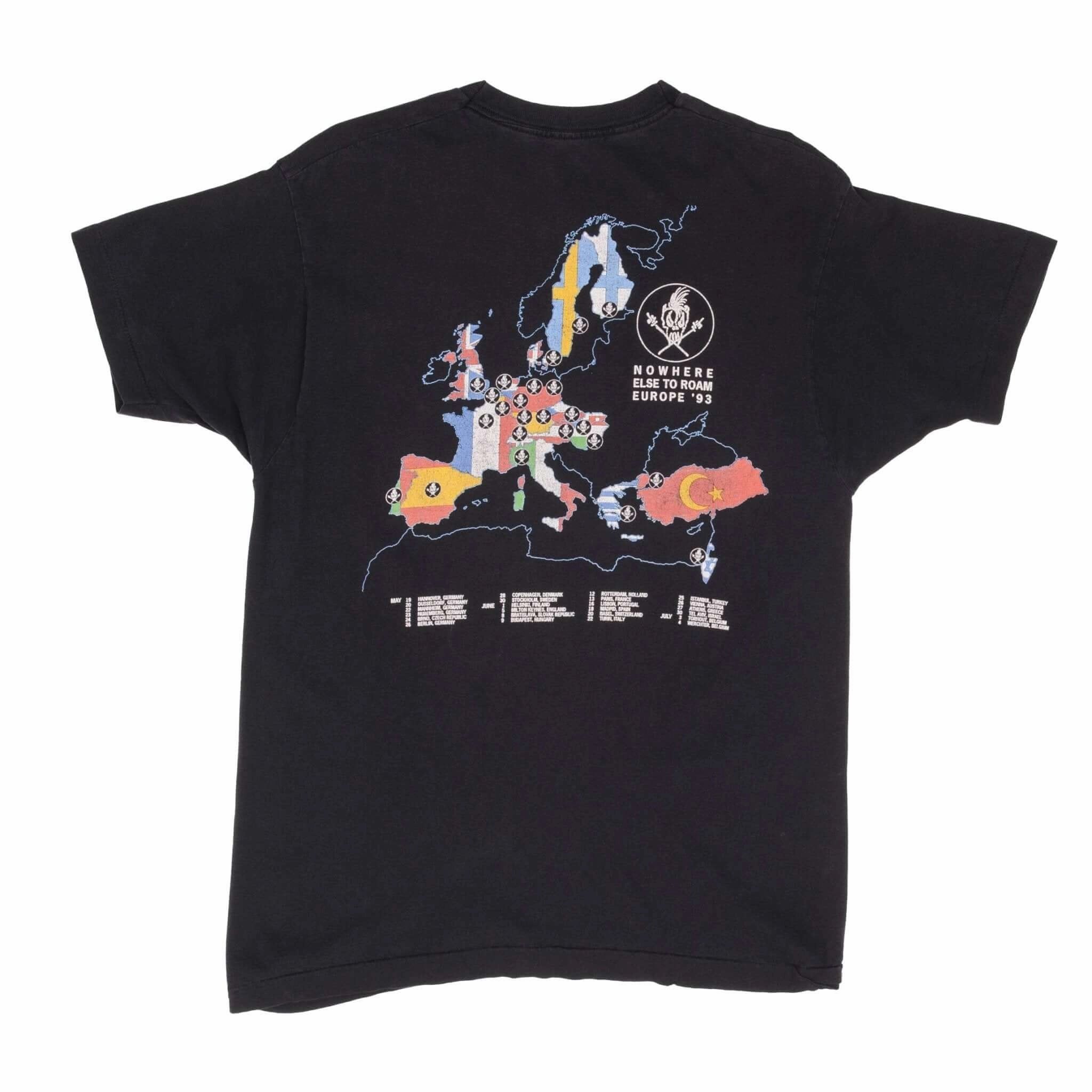 VINTAGE METALLICA NOWHERE ELSE TO ROAM EUROPE TOUR 1993 TEE SHIRT SIZE MEDIUM